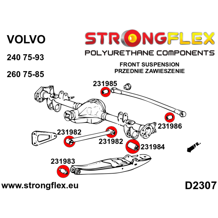 231985B: Tuleja drążka panharda – do mostu Strongflex