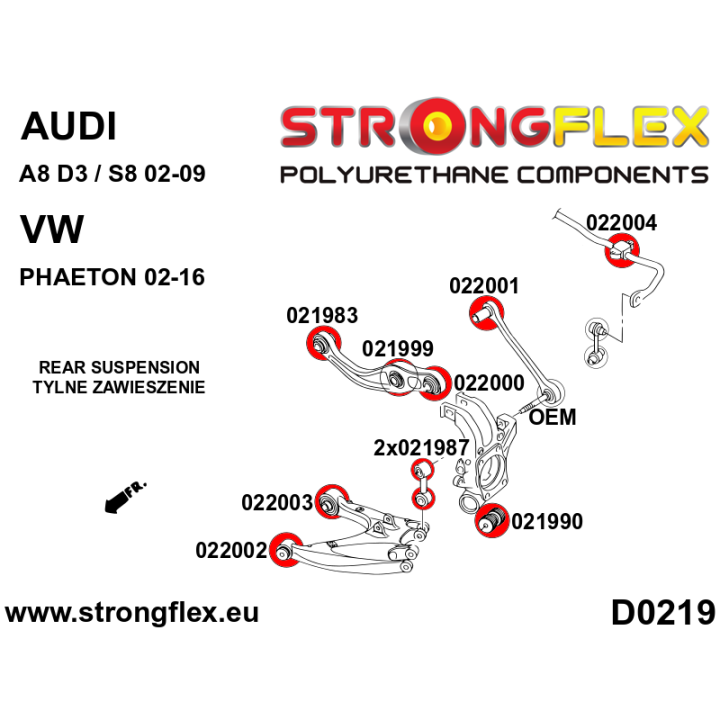 022001A: Tuleja tylnego drążka wewnętrzna SPORT Strongflex