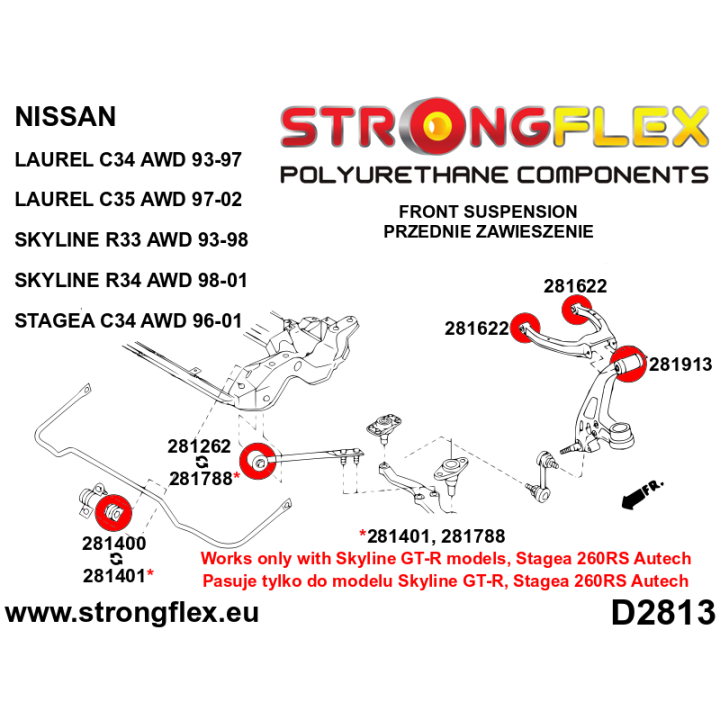 281401B: Tuleja stabilizatora przedniego GT-R Strongflex