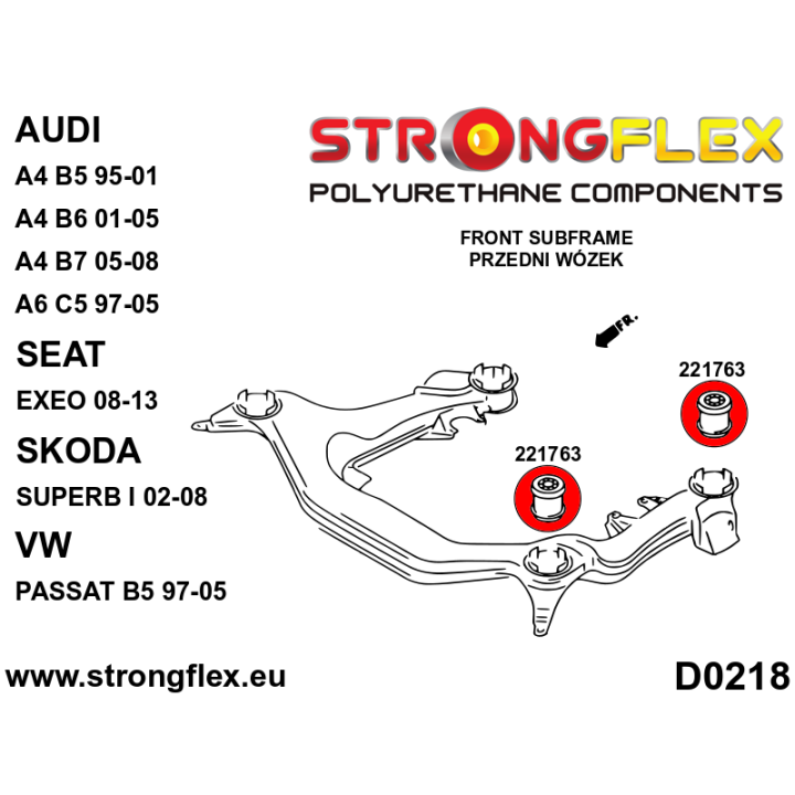 226224A: Zestaw tulei przedniego wózka SPORT Strongflex