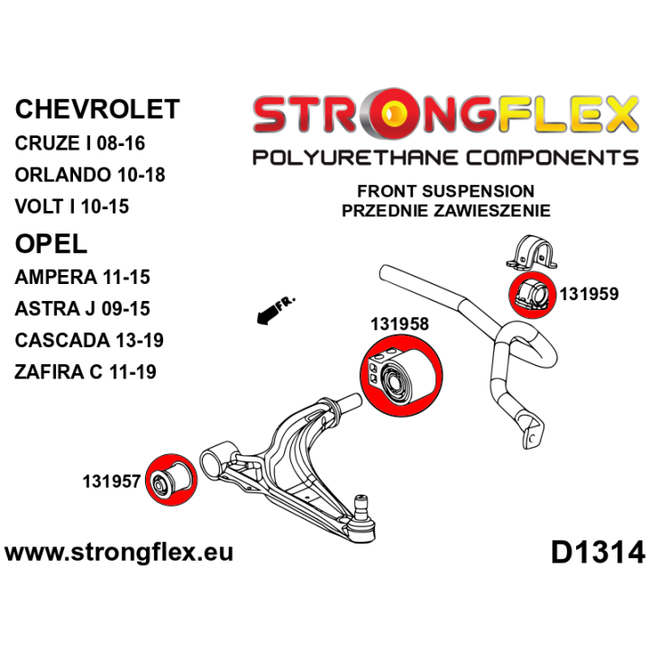131958B: Tuleja wahacza przedniego – tylna Strongflex