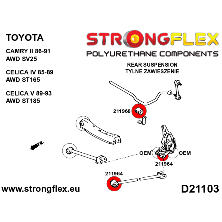211964B: Tuleja wahacza tylnego wleczonego Strongflex