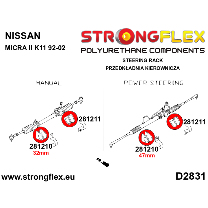 281210A: Tuleja przekładni kierowniczej SPORT Strongflex