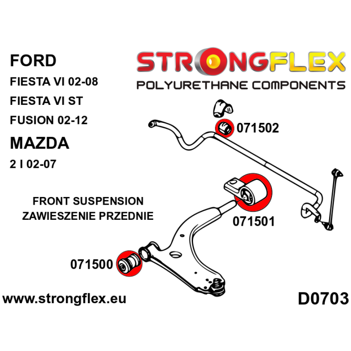 071500B: Tuleja wahacza przedniego – przednia Strongflex