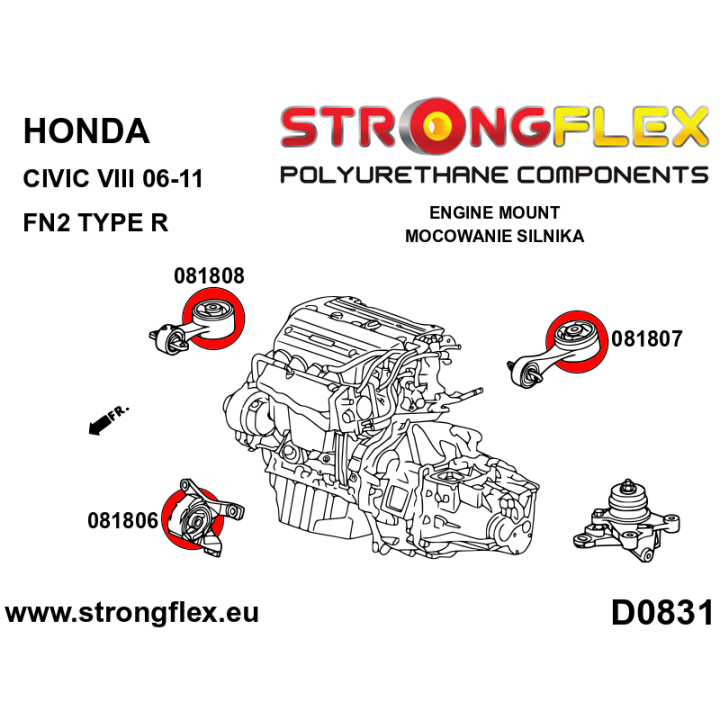 081807B: Wkładka poduszki silnika – tylna Strongflex