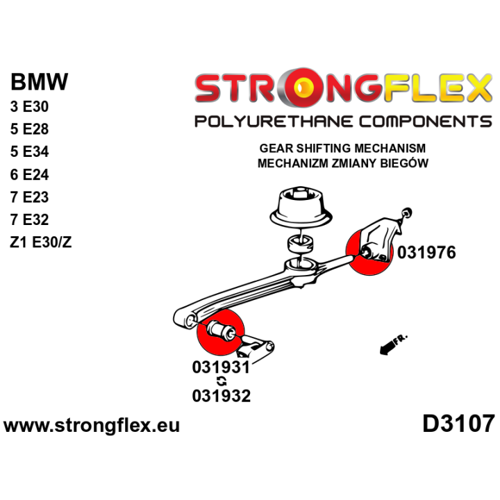 031976B: Tuleja wspornika drążka zmiany biegów – tylna Strongflex