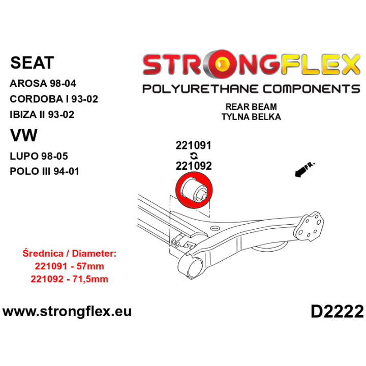 221091A: Tuleja belki tylnej 57mm SPORT Strongflex