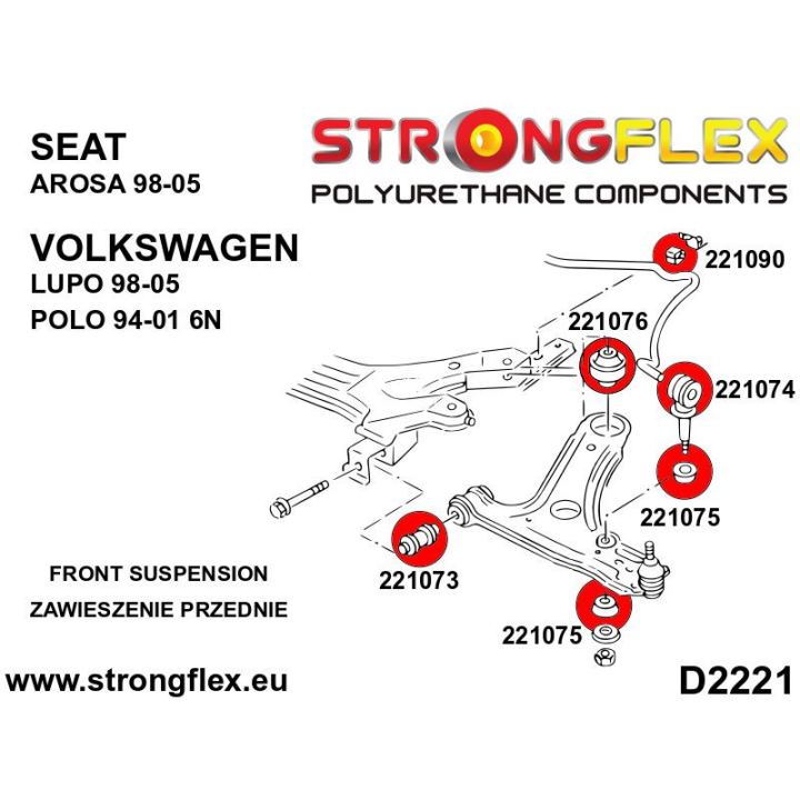 221076B: Tuleja wahacza przedniego tylna Strongflex