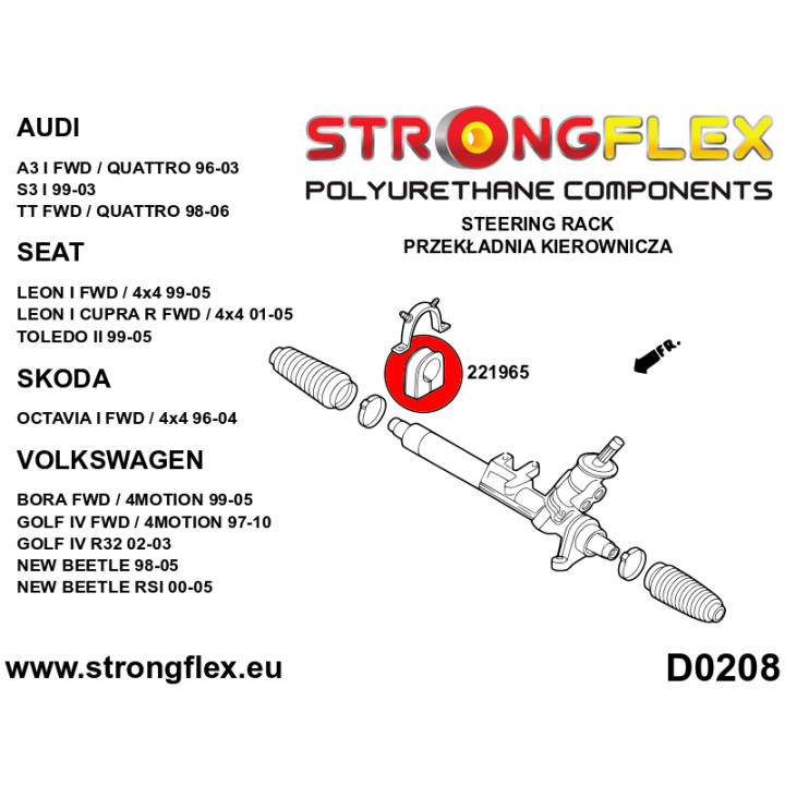 221965A: Tuleja przekładni kierowniczej SPORT Strongflex