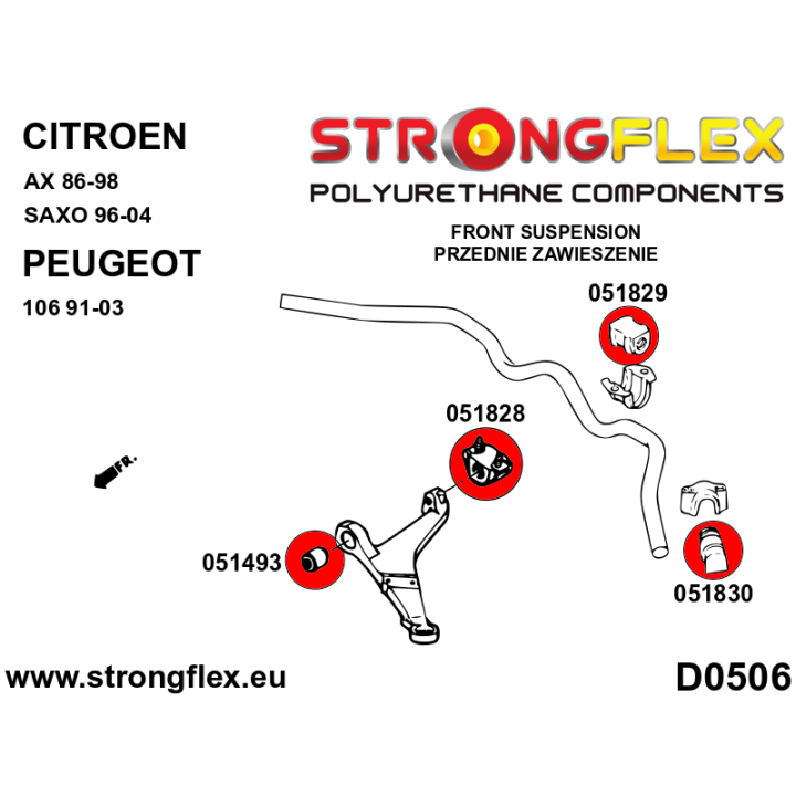 051828A: Tuleja wahacza przedniego - tylna SPORT Strongflex