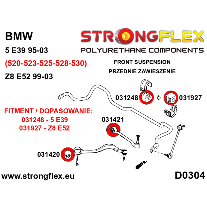 031927A: Tuleja stabilizatora przedniego SPORT Strongflex