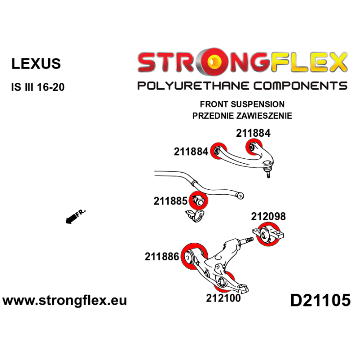 211885B: Tuleja stabilizatora przedniego Strongflex