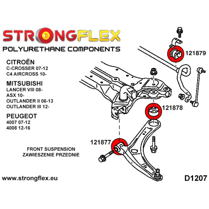 121877A: Tuleja wahacza przedniego - przednia SPORT Strongflex