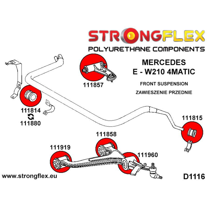 111858B: Tuleja wahacza przedniego dolnego - przednia / tylna Strongflex