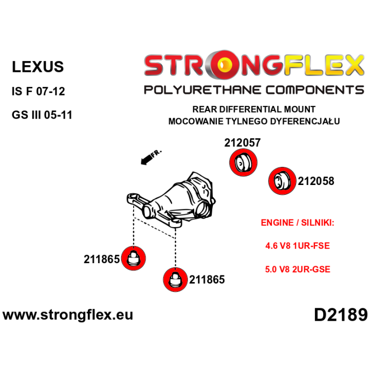 211865A: Tuleja tylnego dyferencjału - przednia SPORT Strongflex