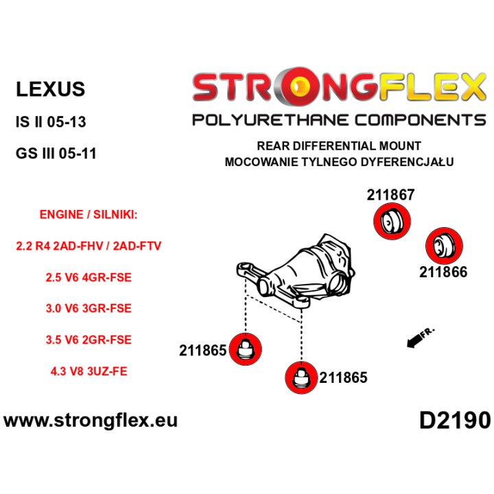 211865A: Tuleja tylnego dyferencjału - przednia SPORT Strongflex