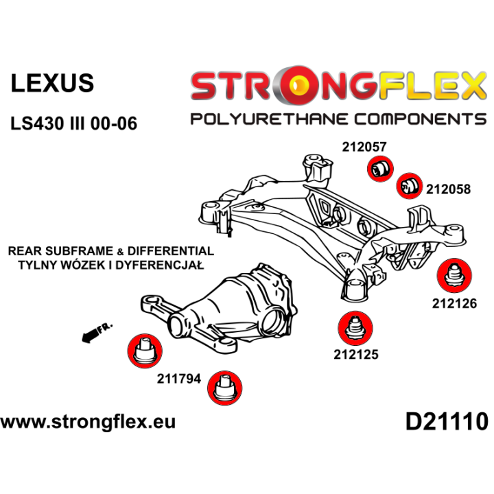 211794A: Tuleja tylnego dyferencjału - przednia SPORT Strongflex