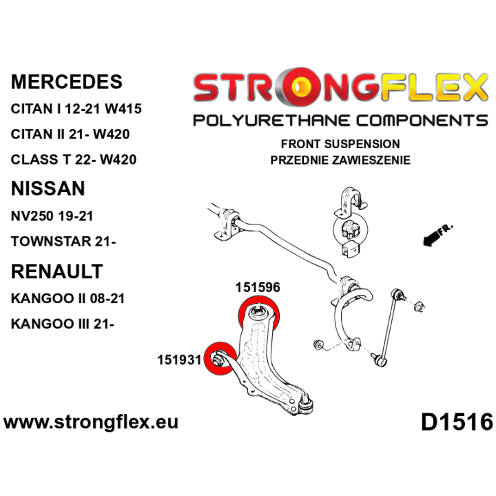 151596B: Tuleja wahacza przedniego tylna Strongflex