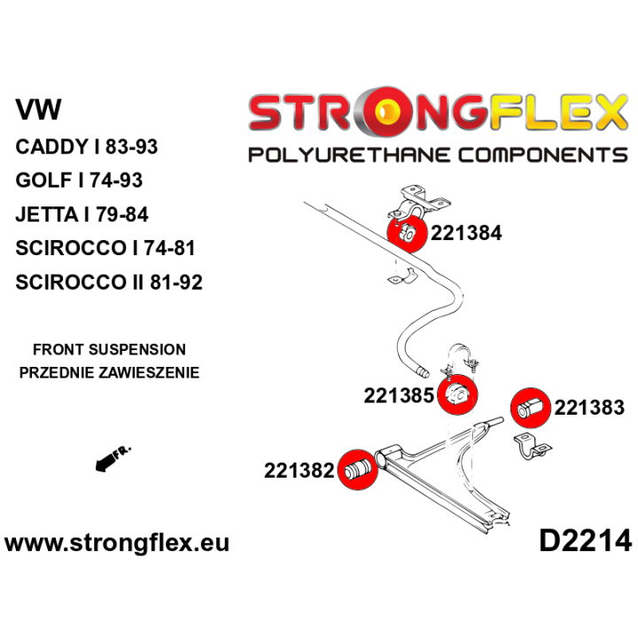 221382B: Tuleja wahacza przedniego przednia Strongflex