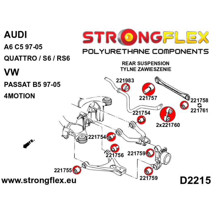 221756A: Tuleja wahacza tylnego dolnego tylna SPORT Strongflex