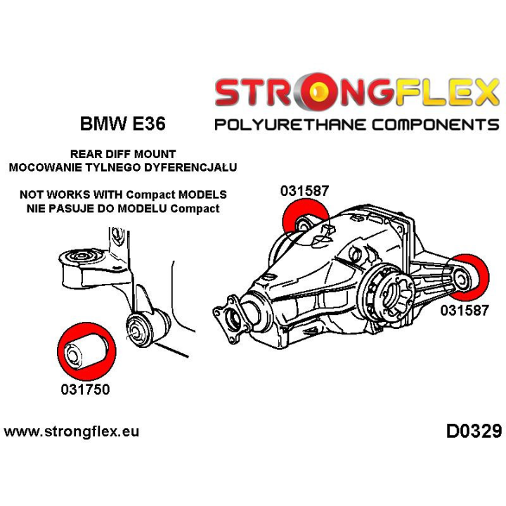 031750A: Tuleja tylnego dyferencjału - przednia SPORT Strongflex