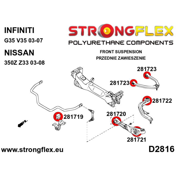 281721A: Tuleja wahacza przedniego dolnego zewnętrzna SPORT Strongflex