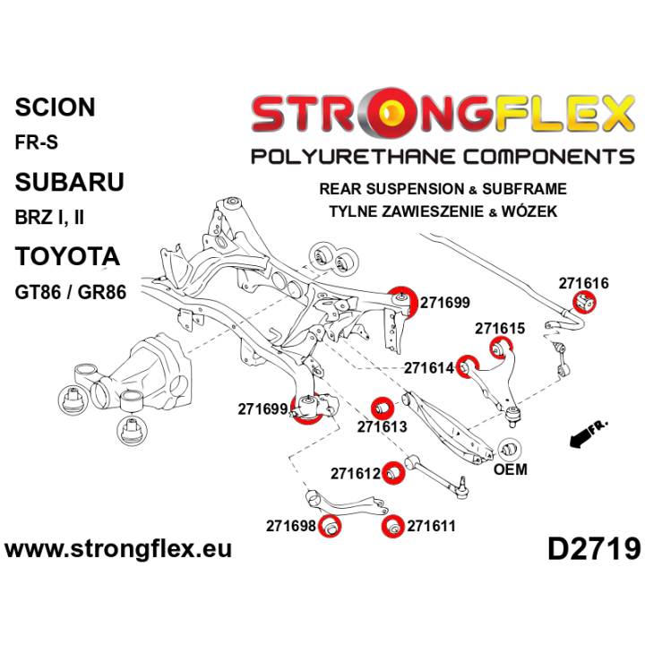 271698B: Tuleja wahacza tylnego wzdłużnego - przednia Strongflex