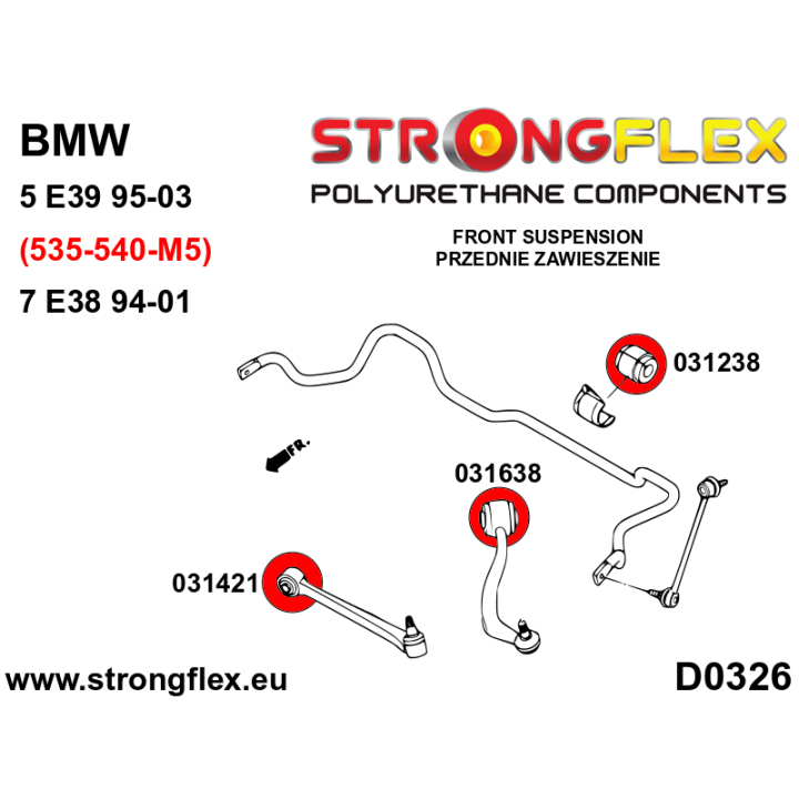 031638A: Tuleja wahacza przedniego 66mm SPORT Strongflex