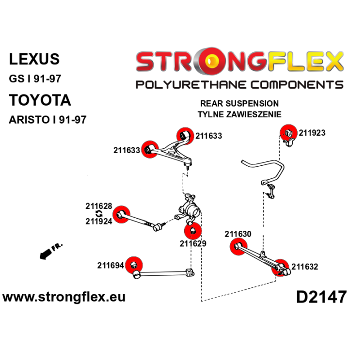 211629A: Tuleja wahacza tylnego wzdłużnego - tylna SPORT Strongflex