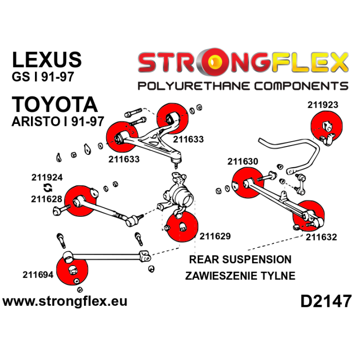 211628A: Tuleja tylnego drążka 40mm SPORT Strongflex