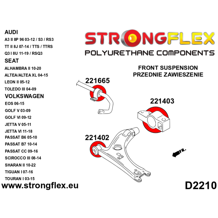 221665A: Tuleja stabilizatora przedniego SPORT Strongflex