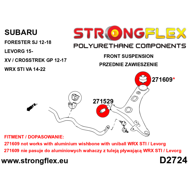271609A: Tuleja wahacza przedniego tylna SPORT Strongflex