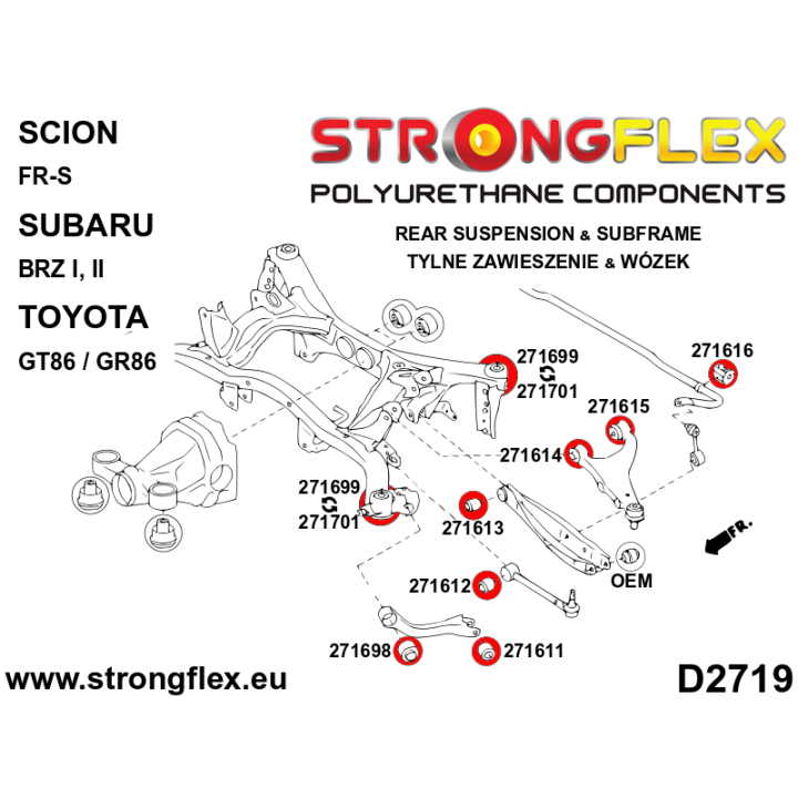 271615B: Tuleja wahacza tylnego górnego tylna Strongflex