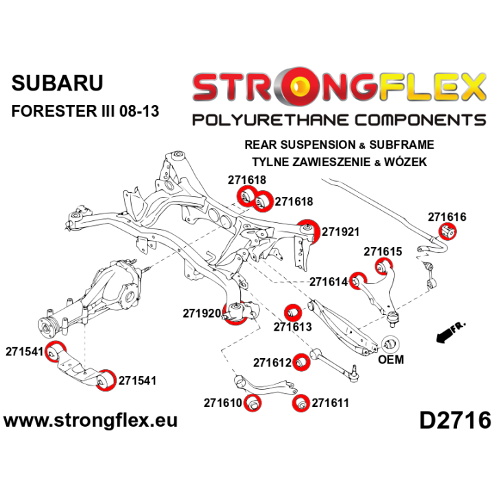 271610B: Tuleja wahacza tylnego wzdłużnego - przednia Strongflex