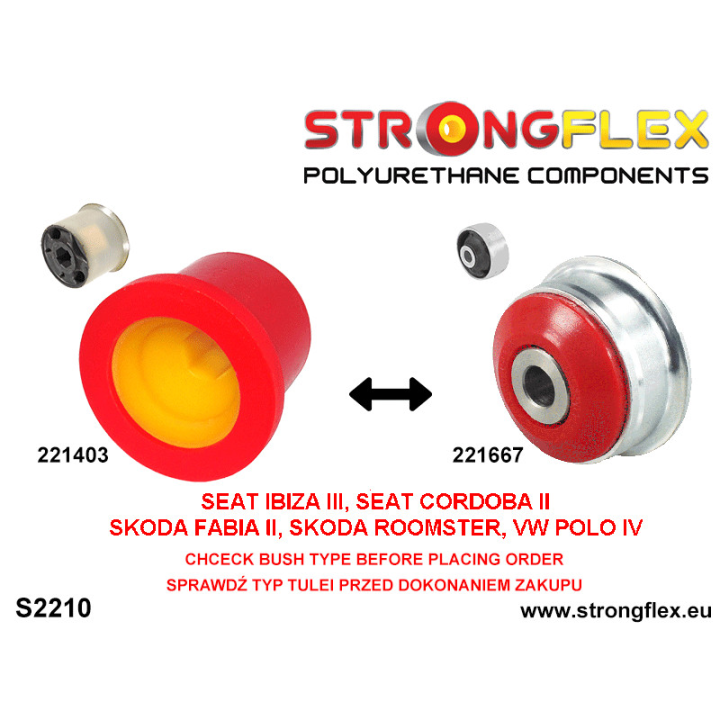 221667B: Tuleja wahacza przedniego tylna Strongflex