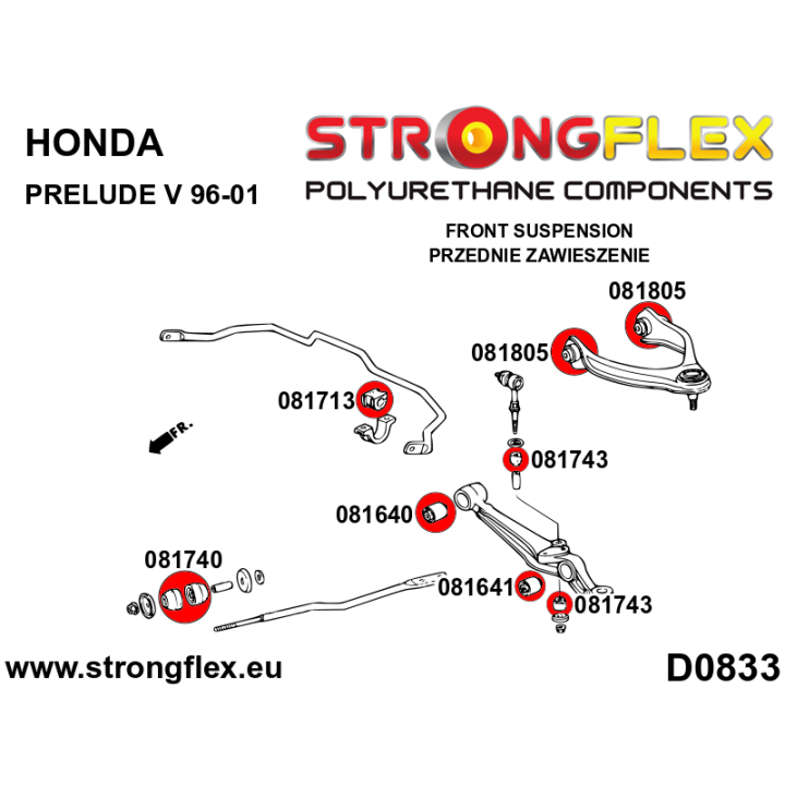 081640B: Tuleja wahacza przedniego dolnego wewnętrzna Strongflex