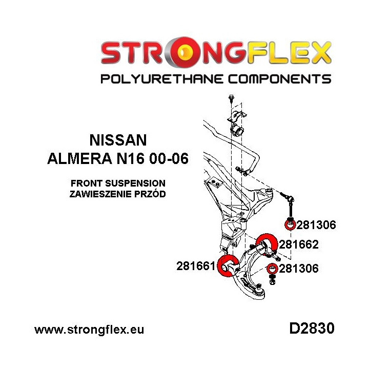 281662A: Tuleja wahacza przedniego tylna SPORT Strongflex