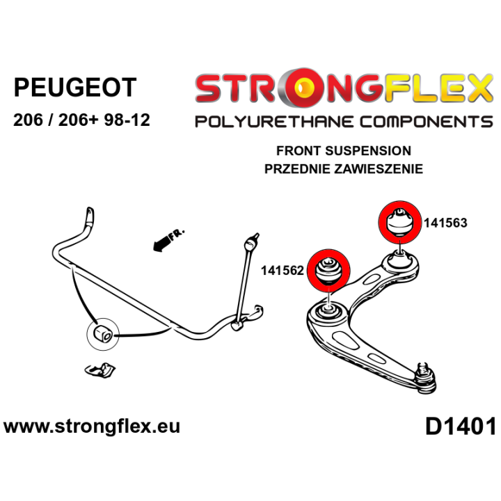 141562A: Tuleja wahacza przedniego przednia SPORT Strongflex