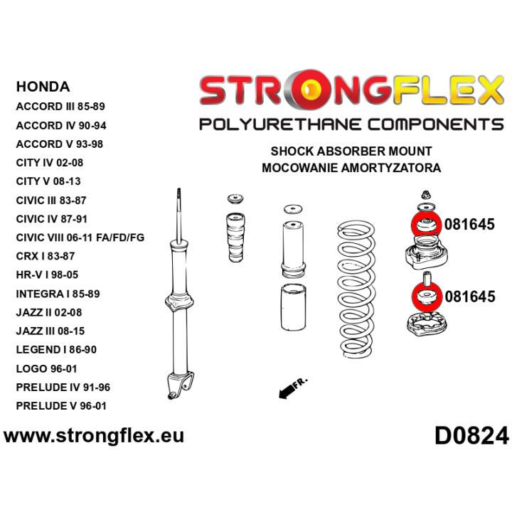 081645B: Tuleja mocowania amortyzatora tylnego Strongflex