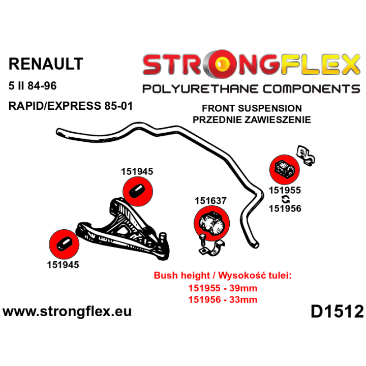 151637B: Tuleja łącznika stabilizatora przedniego Strongflex