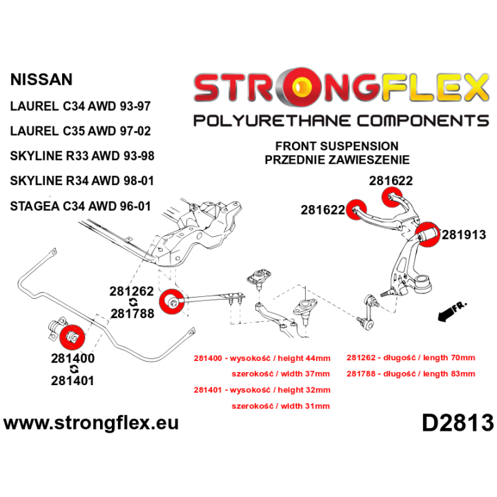 281622A: Tuleja wahacza przedniego górnego SPORT Strongflex