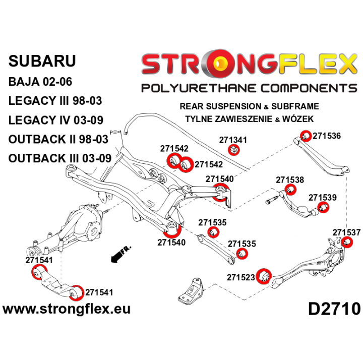 271542B: Tuleja tylnego dyferencjału - tylna Strongflex