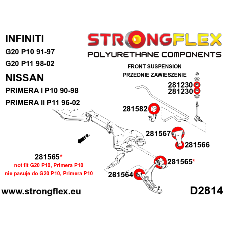 281566A: Tuleja wahacza przedniego górnego dolna SPORT Strongflex