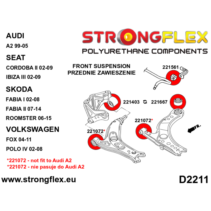 221561B: Tuleja stabilizatora przedniego Strongflex