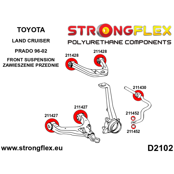 Strongflex 216123A: Zestaw poliuretanowy zawieszenia przedniego SPORT