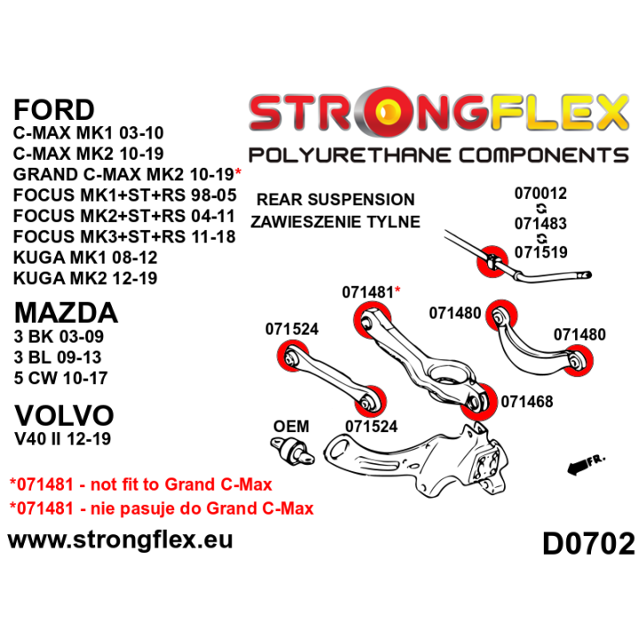 071468B: Tuleja zewnętrzna wahacza tylnego dolnego Strongflex