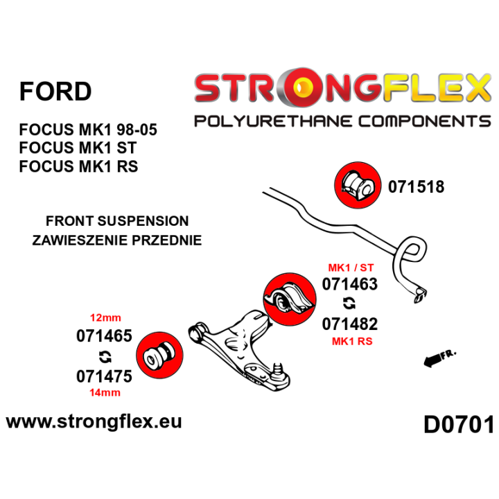 071482A: Tuleja wahacza przedniego tylna 63,5mm SPORT Strongflex