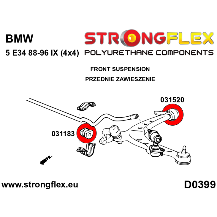 031520B: Tuleja wahacza przedniego tylna xi/xd/ix (4x4) Strongflex