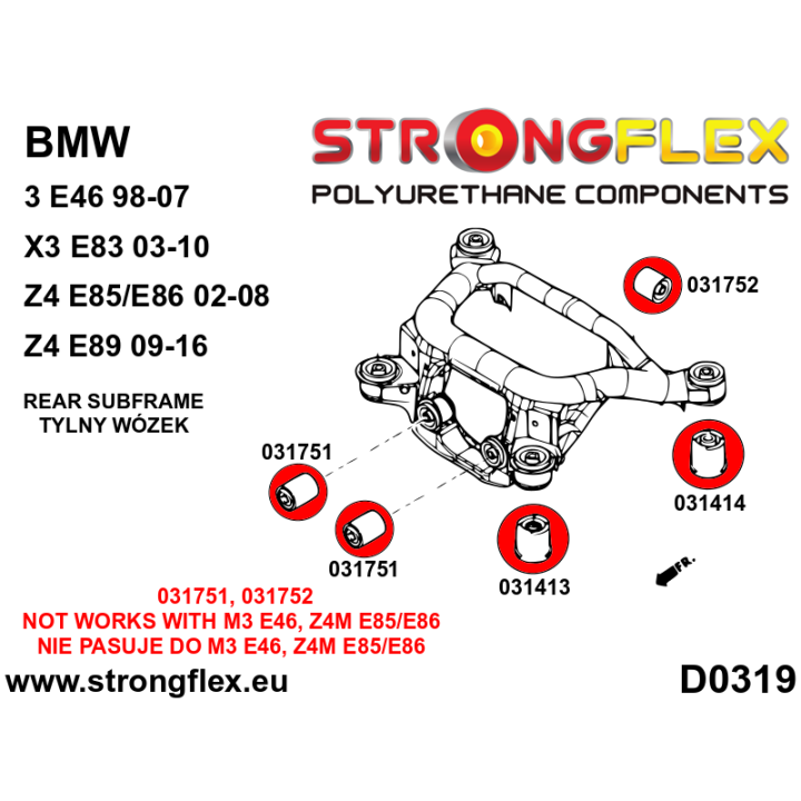 031413A: Tuleja tylnego wózka przednia SPORT Strongflex