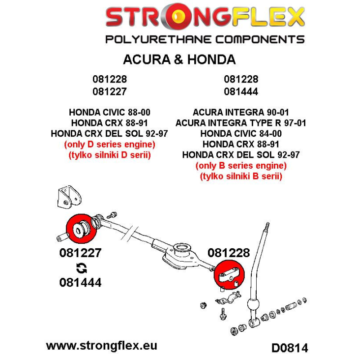 081444A: Tuleja stabilizatora drążka zmiany biegów 39mm SPORT Strongflex